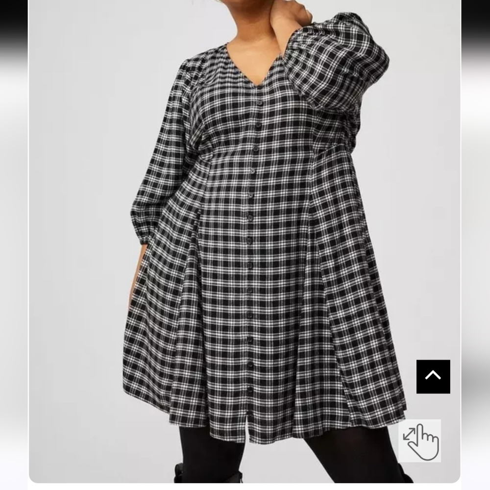 NWOT Torrid Black and White Plaid Flannel Mini Dress